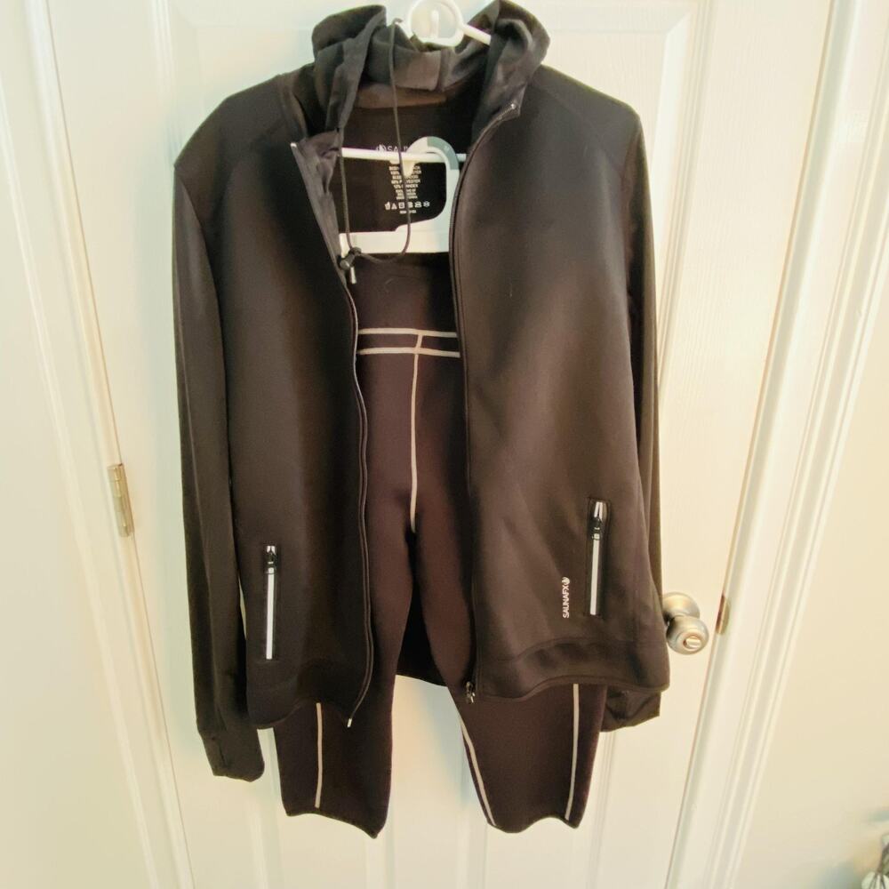 SaunaFX Hooded Jacket 2XL + Along Fit Capri Pants Womens Sauna Neoprene Set